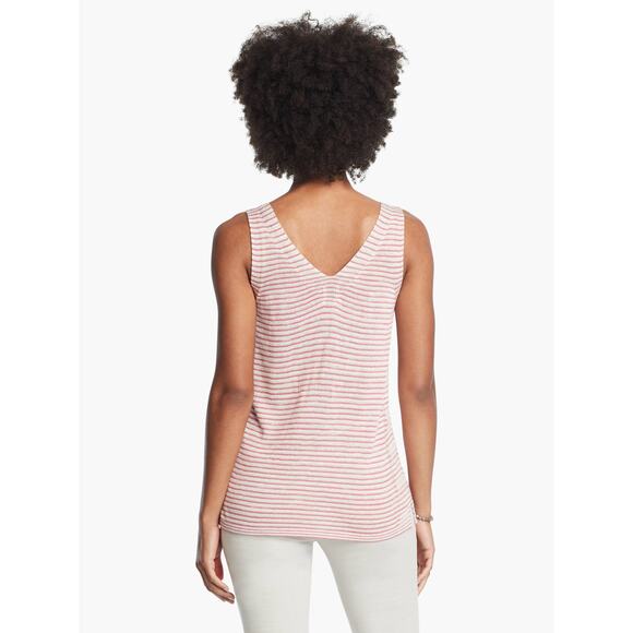 Nic + Zoe Sweater Tank Size XS Mariposa Linen Blend Cream Pink Stripes Coastal - Picture 9 of 9